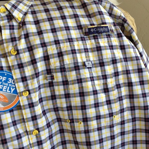 NWT Columbia PFG Fishing Gear Shirt Size 3X Omni Shade Plaid Short Sleeves - Picture 9 of 13